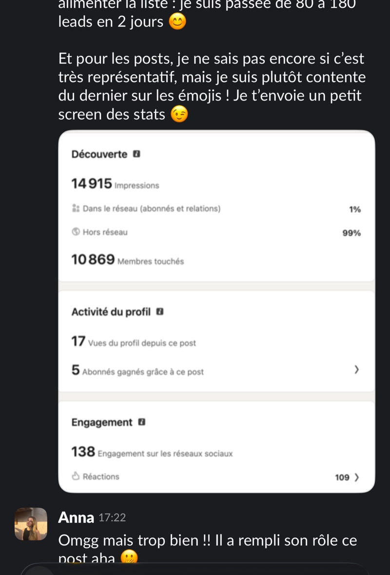 Message d'un client de Profile Glow Up