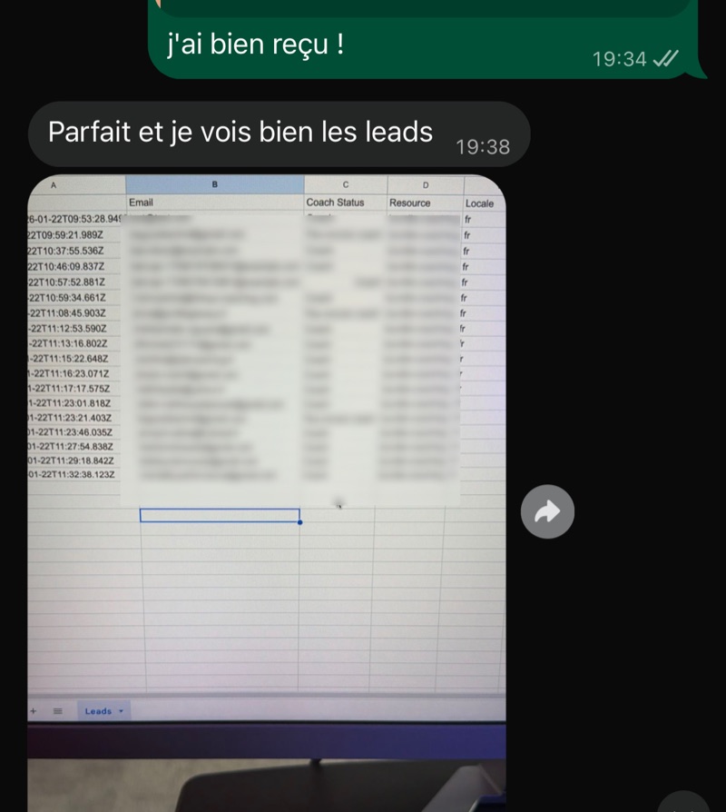 Message d'un client de Profile Glow Up
